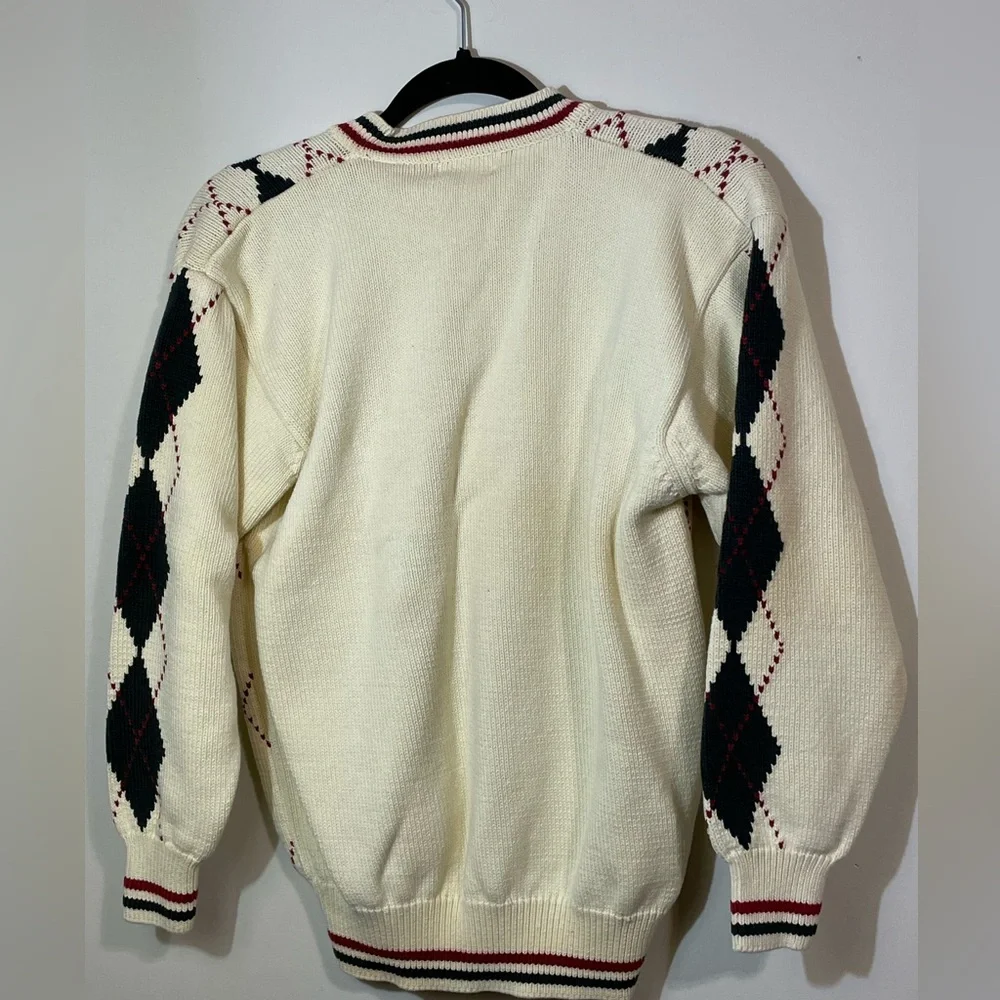 Regatta Sport Men’s large Cotton VNeck sweater Cream Red Green Festive Christmas